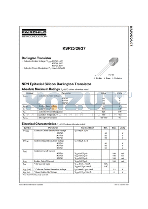 KSP26TA datasheet - Darlington Transistor