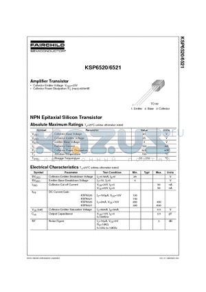 KSP6520 datasheet - Amplifier Transistor