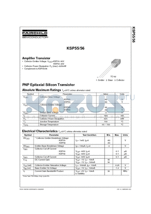 KSP56 datasheet - Amplifier Transistor