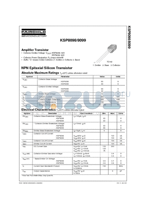 KSP8098 datasheet - Amplifier Transistor