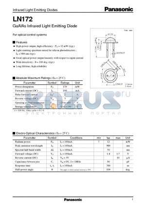 LN172 datasheet - GaAlAs Infrared Light Emitting Diode