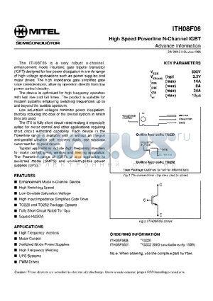 ITH08F06 datasheet - HIGH - SPEED POWERLINE N - CHANNEL IGBT