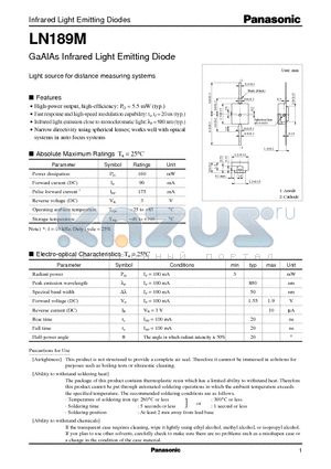 LN189M datasheet - GaAlAs Infrared Light Emitting Diode