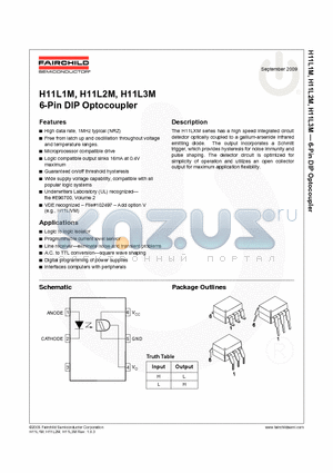 H11L3M_09 datasheet - H11L1M, H11L2M, H11L3M 6-Pin DIP Optocoupler