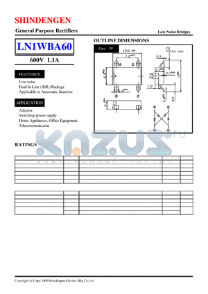 LN1WBA60 datasheet - General Purpose Rectifiers(600V 1.1A)