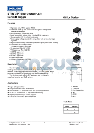 H11LX datasheet - 6 PIN DIP PHOTO COUPLER