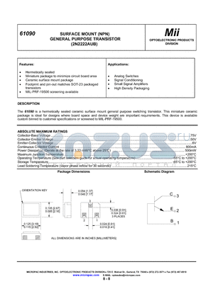 61090 datasheet - SURFACE MOUNT (NPN) GENERAL PURPOSE TRANSISTOR