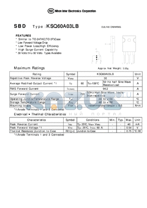 KSQ60A03LB datasheet - Low Forward Voltage Drop Low Power Loss, High Efficiency, High Surge Current Capability
