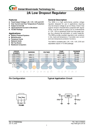 G954-12T55U datasheet - 2A Low Dropout Regulator
