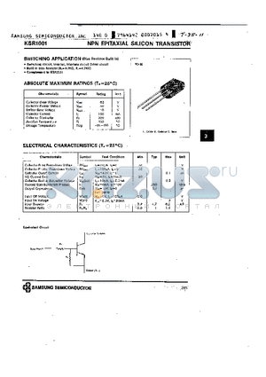 KSR1001 datasheet - NPN (SWITCHING APPLICATION)