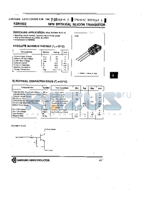 KSR1002 datasheet - NPN (SWITCHING APPLICATION)