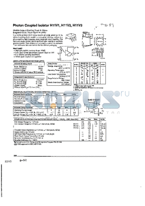 H11V3 datasheet - Photon Coupled Isolator