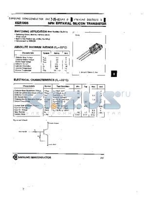 KSR1005 datasheet - NPN (SWITCHING APPLICATION)