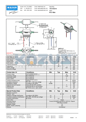 H12-1B83 datasheet - H Reed Relay