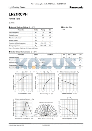 LN21RCPH datasheet - phi 5.0 mm