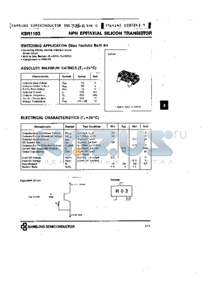 KSR1103 datasheet - NPN (SWITCHING APPLICATION)