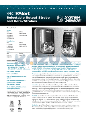 H12/24 datasheet - Selectable Output Strobe and Horn Strobes