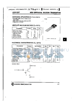 KSR1207 datasheet - NPN (SWITCHING APPLICATION)