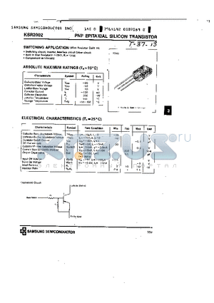 KSR2002 datasheet - PNP (SWITCHING APPLICATION)