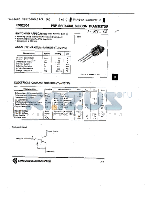 KSR2004 datasheet - PNP (SWITCHING APPLICATION)