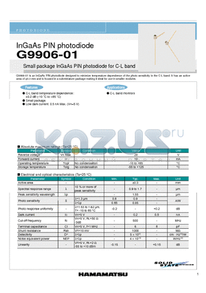 G9906-01 datasheet - InGaAs PIN photodiode