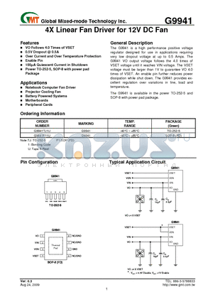 G9941 datasheet - 4X Linear Fan Driver for 12V DC Fan