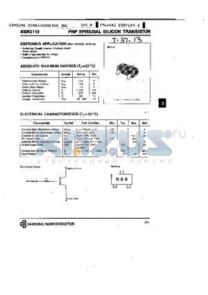 KSR2110 datasheet - PNP (SWITCHING APPLICATION)