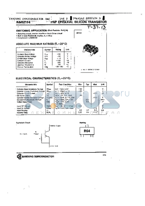 KSR2114 datasheet - PNP (SWITCHING APPLICATION)