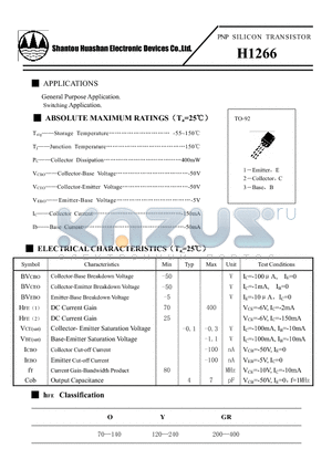 H1266 datasheet - PNP SILICON TRANSISTOR