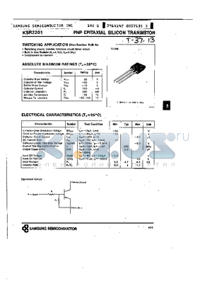 KSR2201 datasheet - PNP (SWITCHING APPLICATION)