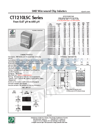 CT1210LSC-150J datasheet - SMD Wire-wound Chip Inductors