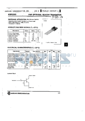 KSR2203 datasheet - PNP (SWITCHING APPLICATION)