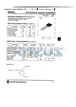 KSR2204 datasheet - PNP (SWITCHING APPLICATION)