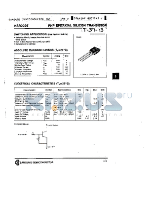 KSR2205 datasheet - PNP (SWITCHING APPLICATION)