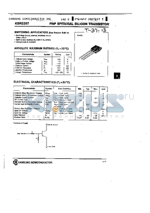 KSR2207 datasheet - PNP (SWITCHING APPLICATION)