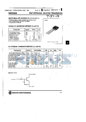 KSR2208 datasheet - PNP (SWITCHING APPLICATION)