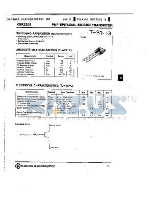 KSR2209 datasheet - PNP (SWITCHING APPLICATION)
