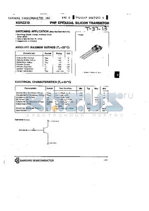 KSR2210 datasheet - PNP (SWITCHING APPLICATION)
