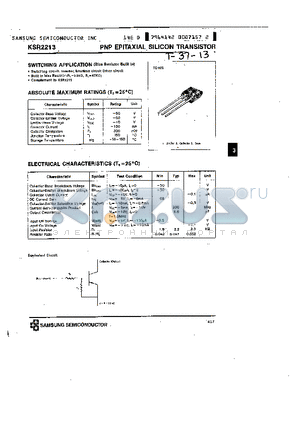 KSR2213 datasheet - PNP (SWITCHING APPLICATION)