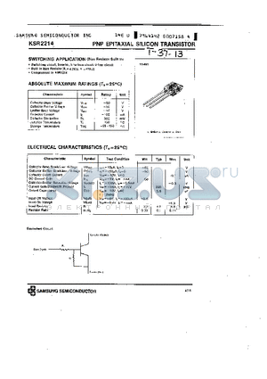KSR2214 datasheet - PNP (SWITCHING APPLICATION)