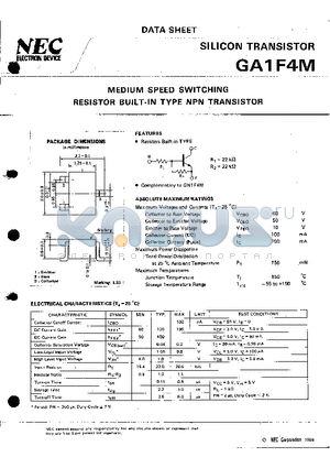 GA1F4M datasheet - MEDIUM SPEED SWITCHING RESISTOR BUILT-IN TYPE NPN TRANSISTOR