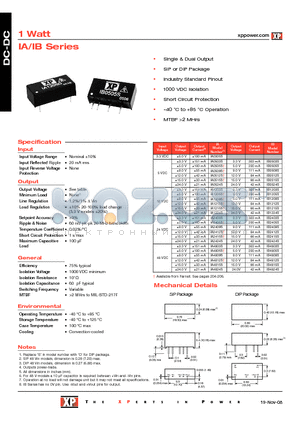 IB2405S datasheet - DC-DC Power Supplies