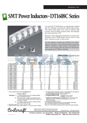 DT1608C-474ML datasheet - SMT Power Inductors