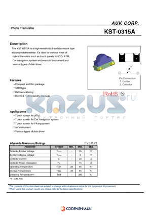 KST-0315A datasheet - Photo Transistor