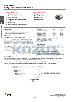 KST223JLFS datasheet - Long Travel Tact Switch for SMT