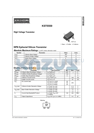 KST5550MTF datasheet - NPN Epitaxial Silicon Transistor