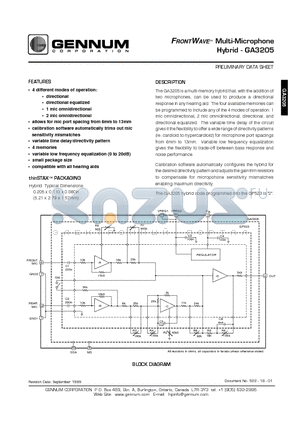 GA3205 datasheet - FRONTWAVE-TM  Multi-Microphone Hybrid