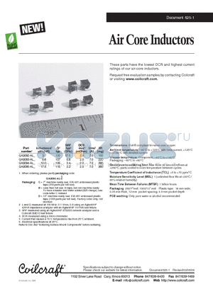 GA3092-AL datasheet - Air Core Inductors