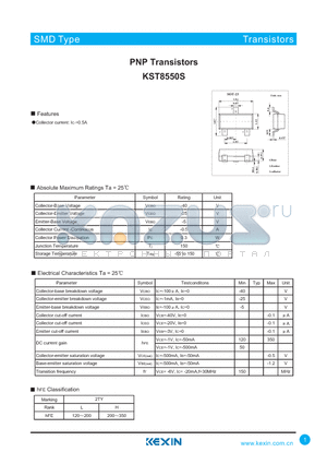 KST8550S datasheet - PNP Transistors