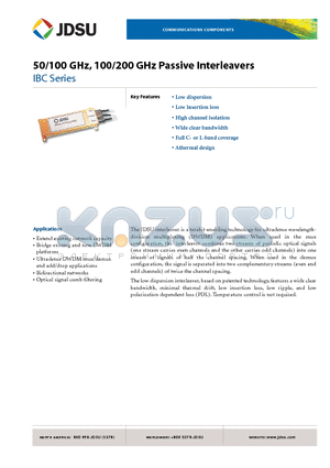 IBC-L01D5141 datasheet - 50/100 GHz, 100/200 GHz Passive Interleavers